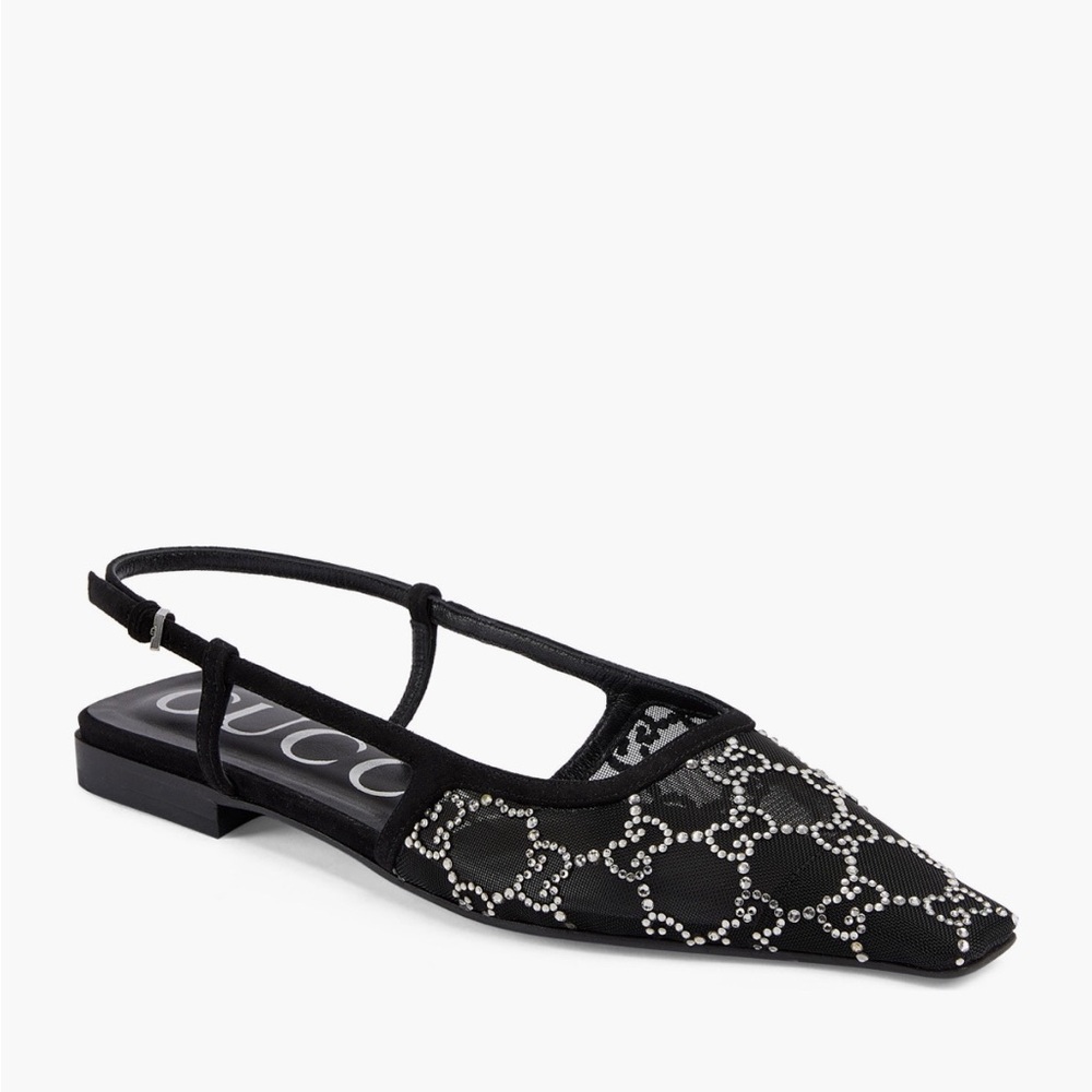 Gucci Crystal GG Slingback Flat